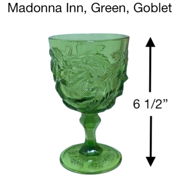Madonna Inn WILD ROSE, WATER Goblet Green - Picture 1 of 3